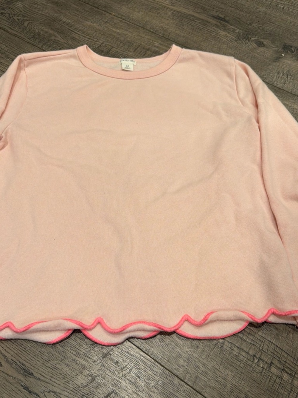Crewcuts Light Pink Long-Sleeve Top with Bright Pink Scalloped Hem
